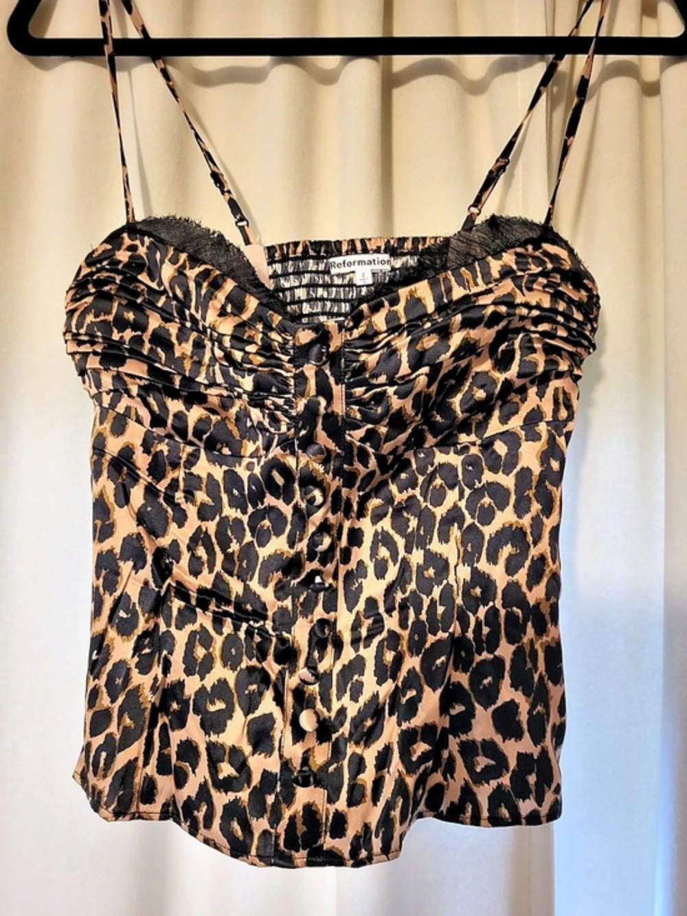 Reformation Multi Blouse Leopard Print Cami Size 2 Like New
